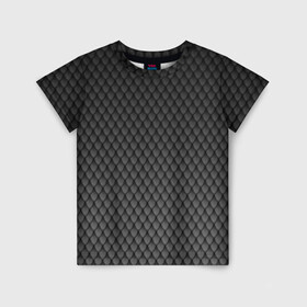 Детская футболка 3D с принтом Чешуя дракона в Тюмени, 100% гипоаллергенный полиэфир | прямой крой, круглый вырез горловины, длина до линии бедер, чуть спущенное плечо, ткань немного тянется | Тематика изображения на принте: змеиная кожа | змея | черный