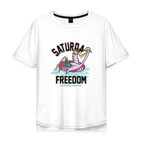 Мужская футболка хлопок Oversize с принтом Фламинго Суббота в Тюмени, 100% хлопок | свободный крой, круглый ворот, “спинка” длиннее передней части | выходной | калифорния | летние | летняя | лето | отдых | свобода | суббота