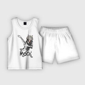 Детская пижама с шортами хлопок с принтом Тигр Рок в Тюмени,  |  | rock | гитара | рок | рокер | тигр | тигры