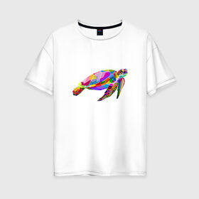 Женская футболка хлопок Oversize с принтом Черепаха в Тюмени, 100% хлопок | свободный крой, круглый ворот, спущенный рукав, длина до линии бедер
 | абстракция | летние | летняя | лето | море | океан | отпуск | с черепахой | черепаха