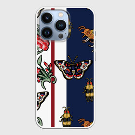 Чехол для iPhone 13 Pro с принтом GG в Тюмени,  |  | Тематика изображения на принте: bee | brand | butterfly | flower | flowers | gg | ggang | gucci | gucciagang | бабочка | бабочки | вышивка | гг | ггэнг | гуччи | гуччигэнг | пчела | пчелы | цветок | цветы