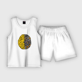Детская пижама с шортами хлопок с принтом Мозг в Тюмени,  |  | бизнес | бизнесмен | механика | механический | мозг | мозги | с мозгами | смарт | ум