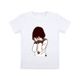 Детская футболка хлопок с принтом MIRRORS Sad Japanese Aesthetic в Тюмени, 100% хлопок | круглый вырез горловины, полуприлегающий силуэт, длина до линии бедер | Тематика изображения на принте: 
