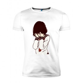 Мужская футболка премиум с принтом MIRRORS Sad Japanese Aesthetic в Тюмени, 92% хлопок, 8% лайкра | приталенный силуэт, круглый вырез ворота, длина до линии бедра, короткий рукав | 
