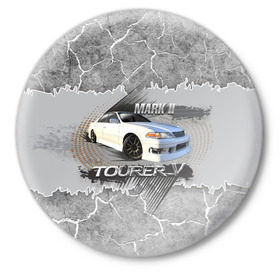Значок с принтом Mark 2 Tourer V в Тюмени,  металл | круглая форма, металлическая застежка в виде булавки | mark | mark 2 | mark 2 tourer v | tourer v | toyota | автомобиль | марк | марковник | машина | тачка | тойота