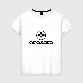 Женская футболка хлопок с принтом ARASAKA   CYBERPUNK 2077 в Тюмени, 100% хлопок | прямой крой, круглый вырез горловины, длина до линии бедер, слегка спущенное плечо | Тематика изображения на принте: 