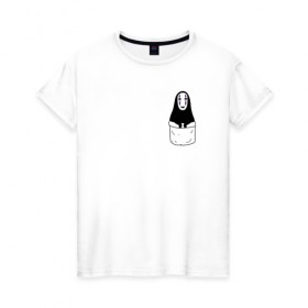 Женская футболка хлопок с принтом Унесённые призраками в Тюмени, 100% хлопок | прямой крой, круглый вырез горловины, длина до линии бедер, слегка спущенное плечо | Тематика изображения на принте: spirited away | миядзаки | хаяо