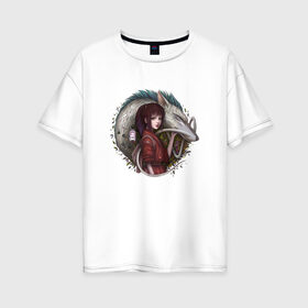 Женская футболка хлопок Oversize с принтом Унесённые призраками в Тюмени, 100% хлопок | свободный крой, круглый ворот, спущенный рукав, длина до линии бедер
 | spirited away | миядзаки | хаяо