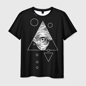 Мужская футболка 3D с принтом Всевидящее око в Тюмени, 100% полиэфир | прямой крой, круглый вырез горловины, длина до линии бедер | Тематика изображения на принте: tattoo | в треугольнике | всевидящее око | всевидящий глаз | зрачок | пирамида | тату