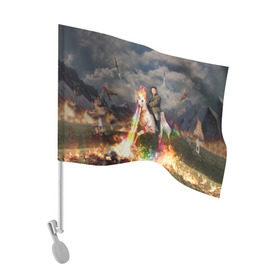 Флаг для автомобиля с принтом Ким чен ын на Единороге в Тюмени, 100% полиэстер | Размер: 30*21 см | 