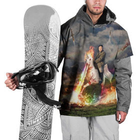 Накидка на куртку 3D с принтом Ким чен ын на Единороге в Тюмени, 100% полиэстер |  | 