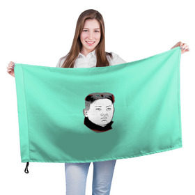 Флаг 3D с принтом Ким чен ын в Тюмени, 100% полиэстер | плотность ткани — 95 г/м2, размер — 67 х 109 см. Принт наносится с одной стороны | 