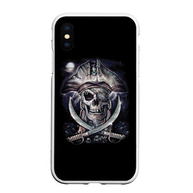 Чехол для iPhone XS Max матовый с принтом Череп пирата в Тюмени, Силикон | Область печати: задняя сторона чехла, без боковых панелей | Тематика изображения на принте: пират | скелет | череп | черепа