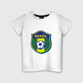 Детская футболка хлопок с принтом Бразилия в Тюмени, 100% хлопок | круглый вырез горловины, полуприлегающий силуэт, длина до линии бедер | Тематика изображения на принте: 