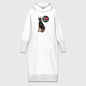 Платье удлиненное хлопок с принтом Я люблю Добермана в Тюмени,  |  | доберман | с доберманом | собака | собаки | собачки | я люблю