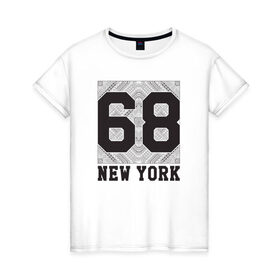 Женская футболка хлопок с принтом New York 68 в Тюмени, 100% хлопок | прямой крой, круглый вырез горловины, длина до линии бедер, слегка спущенное плечо | new york | города | нью йорк | стиль | фракталы