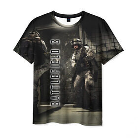 Мужская футболка 3D с принтом BATTLEFIELD 3 в Тюмени, 100% полиэфир | прямой крой, круглый вырез горловины, длина до линии бедер | battlefield | война | игры | оружия | поле битвы | солдат | спецназ | стратегия | тактика | танки | шутер