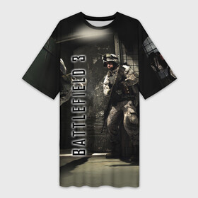Платье-футболка 3D с принтом BATTLEFIELD 3 в Тюмени,  |  | battlefield | война | игры | оружия | поле битвы | солдат | спецназ | стратегия | тактика | танки | шутер