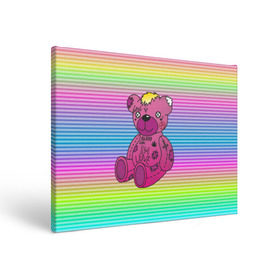 Холст прямоугольный с принтом Мишка Lil Peep в Тюмени, 100% ПВХ |  | gbc | hip hop | lil peep | love | pink | rap | лил пип | лилпип | медведь | медвежонок | мишка | реп | розовый | рэп | тату | трэп | хип хоп | эмо