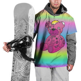 Накидка на куртку 3D с принтом Мишка Lil Peep в Тюмени, 100% полиэстер |  | gbc | hip hop | lil peep | love | pink | rap | лил пип | лилпип | медведь | медвежонок | мишка | реп | розовый | рэп | тату | трэп | хип хоп | эмо