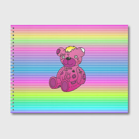 Альбом для рисования с принтом Мишка Lil Peep в Тюмени, 100% бумага
 | матовая бумага, плотность 200 мг. | gbc | hip hop | lil peep | love | pink | rap | лил пип | лилпип | медведь | медвежонок | мишка | реп | розовый | рэп | тату | трэп | хип хоп | эмо