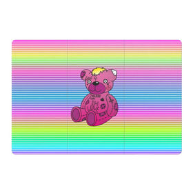 Магнитный плакат 3Х2 с принтом Мишка Lil Peep в Тюмени, Полимерный материал с магнитным слоем | 6 деталей размером 9*9 см | gbc | hip hop | lil peep | love | pink | rap | лил пип | лилпип | медведь | медвежонок | мишка | реп | розовый | рэп | тату | трэп | хип хоп | эмо