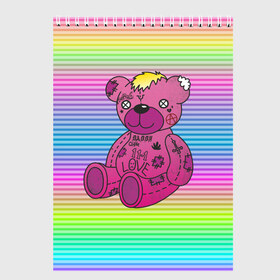 Скетчбук с принтом Мишка Lil Peep в Тюмени, 100% бумага
 | 48 листов, плотность листов — 100 г/м2, плотность картонной обложки — 250 г/м2. Листы скреплены сверху удобной пружинной спиралью | gbc | hip hop | lil peep | love | pink | rap | лил пип | лилпип | медведь | медвежонок | мишка | реп | розовый | рэп | тату | трэп | хип хоп | эмо