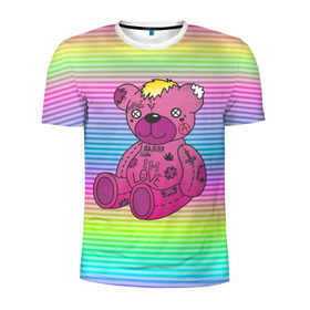 Мужская футболка 3D спортивная с принтом Мишка Lil Peep в Тюмени, 100% полиэстер с улучшенными характеристиками | приталенный силуэт, круглая горловина, широкие плечи, сужается к линии бедра | gbc | hip hop | lil peep | love | pink | rap | лил пип | лилпип | медведь | медвежонок | мишка | реп | розовый | рэп | тату | трэп | хип хоп | эмо
