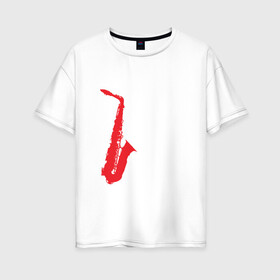 Женская футболка хлопок Oversize с принтом lets talk about sax_black в Тюмени, 100% хлопок | свободный крой, круглый ворот, спущенный рукав, длина до линии бедер
 | Тематика изображения на принте: саксофон | саксофонист