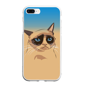 Чехол для iPhone 7Plus/8 Plus матовый с принтом Grumpy cat ART в Тюмени, Силикон | Область печати: задняя сторона чехла, без боковых панелей | cat | grumpy | грустный кот | киса | кот | котэ | котяра | кошка | мем | сердитый кот