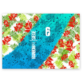 Поздравительная открытка с принтом R6S SUNSPLASH PREMIUM PACK в Тюмени, 100% бумага | плотность бумаги 280 г/м2, матовая, на обратной стороне линовка и место для марки
 | caveira | dokkaebi | ela | mute | outbreak | r6s | rainbow | rainbow six siege | sunsplash premium pack | tom clancys | радуга 6 осада | том клэнси