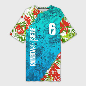 Платье-футболка 3D с принтом R6S SUNSPLASH PREMIUM PACK   RAINBOW SIX SIEGE SUMMER | ТРОПИКИ в Тюмени,  |  | caveira | dokkaebi | ela | mute | outbreak | r6s | rainbow | rainbow six siege | sunsplash premium pack | tom clancys | радуга 6 осада | том клэнси