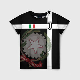 Детская футболка 3D с принтом Juventus - форма в Тюмени, 100% гипоаллергенный полиэфир | прямой крой, круглый вырез горловины, длина до линии бедер, чуть спущенное плечо, ткань немного тянется | cr7 | geometry | juve | juventus | ronaldo | texture | геометрия | герб италии | звезда | роналдо | текстура | флаг италии | ювентус