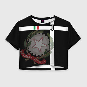 Женская футболка 3D укороченная с принтом Juventus - форма в Тюмени, 100% полиэстер | круглая горловина, длина футболки до линии талии, рукава с отворотами | cr7 | geometry | juve | juventus | ronaldo | texture | геометрия | герб италии | звезда | роналдо | текстура | флаг италии | ювентус