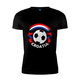 Мужская футболка премиум с принтом Футбол - Хорватия в Тюмени, 92% хлопок, 8% лайкра | приталенный силуэт, круглый вырез ворота, длина до линии бедра, короткий рукав | Тематика изображения на принте: 