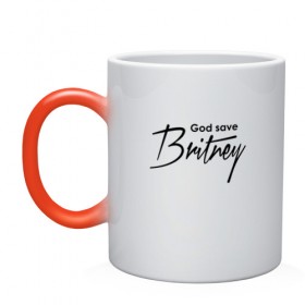 Кружка хамелеон с принтом God save Britney в Тюмени, керамика | меняет цвет при нагревании, емкость 330 мл | Тематика изображения на принте: baby one more time | britney spears | oops | бритни спирс