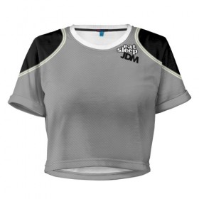 Женская футболка 3D укороченная с принтом JDM STYLE BRAND в Тюмени, 100% полиэстер | круглая горловина, длина футболки до линии талии, рукава с отворотами | 