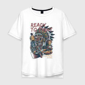 Мужская футболка хлопок Oversize с принтом Индейцы в Тюмени, 100% хлопок | свободный крой, круглый ворот, “спинка” длиннее передней части | аборигены | ацтеки | воин | индеец | майя | маска | племена | племя | с топором