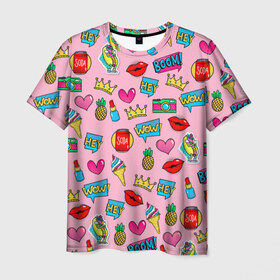 Мужская футболка 3D с принтом Pop Art в Тюмени, 100% полиэфир | прямой крой, круглый вырез горловины, длина до линии бедер | Тематика изображения на принте: pop art | гламур | лето | мода | поп арт | стикер | стиль | тренд | фэшн