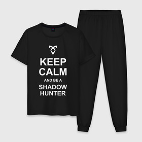 Мужская пижама хлопок с принтом be a Shadowhunter в Тюмени, 100% хлопок | брюки и футболка прямого кроя, без карманов, на брюках мягкая резинка на поясе и по низу штанин
 | freeform | shadowhunters | доминик шервуд | клэри фрэй | кэтрин макнамара | фэнтази