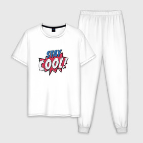 Мужская пижама хлопок с принтом Stay Cool! в Тюмени, 100% хлопок | брюки и футболка прямого кроя, без карманов, на брюках мягкая резинка на поясе и по низу штанин
 | Тематика изображения на принте: 