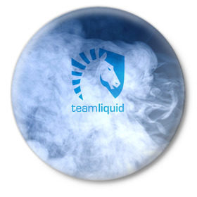 Значок с принтом TEAM LIQUID E-SPORT в Тюмени,  металл | круглая форма, металлическая застежка в виде булавки | Тематика изображения на принте: 