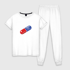 Женская пижама хлопок с принтом Good for health в Тюмени, 100% хлопок | брюки и футболка прямого кроя, без карманов, на брюках мягкая резинка на поясе и по низу штанин | akira | anime | good for health