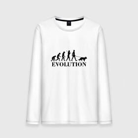 Мужской лонгслив хлопок с принтом Evolution в Тюмени, 100% хлопок |  | dog | друг человека | кинолог | люблю собак | овчарка | пес | собака | собачник | щенок | эволюция