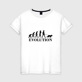 Женская футболка хлопок с принтом Evolution в Тюмени, 100% хлопок | прямой крой, круглый вырез горловины, длина до линии бедер, слегка спущенное плечо | dog | друг человека | кинолог | люблю собак | овчарка | пес | собака | собачник | щенок | эволюция