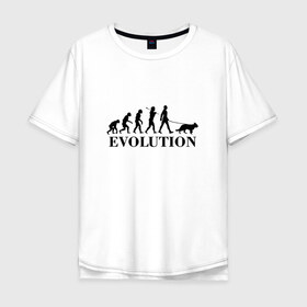 Мужская футболка хлопок Oversize с принтом Evolution в Тюмени, 100% хлопок | свободный крой, круглый ворот, “спинка” длиннее передней части | dog | друг человека | кинолог | люблю собак | овчарка | пес | собака | собачник | щенок | эволюция