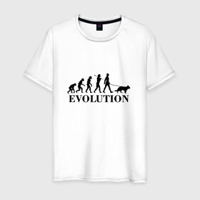 Мужская футболка хлопок с принтом Evolution в Тюмени, 100% хлопок | прямой крой, круглый вырез горловины, длина до линии бедер, слегка спущенное плечо. | dog | друг человека | кинолог | люблю собак | овчарка | пес | собака | собачник | щенок | эволюция