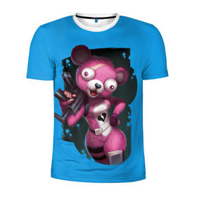 Мужская футболка 3D спортивная с принтом Cuddle Team Leader в Тюмени, 100% полиэстер с улучшенными характеристиками | приталенный силуэт, круглая горловина, широкие плечи, сужается к линии бедра | battle royale | cuddle | fortnite | leader | битва | королевская | ниндзя | розовый медведь | фортнайт