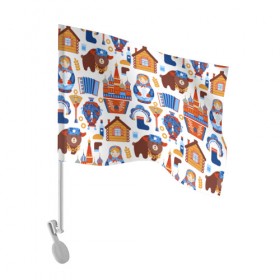 Флаг для автомобиля с принтом Традиционный поп арт в Тюмени, 100% полиэстер | Размер: 30*21 см | pop art | style | балалайка | матрешка | медведь | поп арт | яркие | яркое