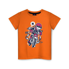 Детская футболка хлопок с принтом Мотоциклист в Тюмени, 100% хлопок | круглый вырез горловины, полуприлегающий силуэт, длина до линии бедер | гонки | граффити | мото | мотоцикл | мотоциклист | мотоциклы | скорость